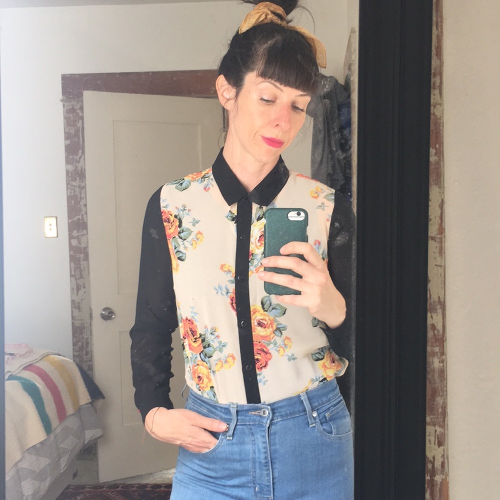 Forever 21 Sheer Floral Blouse